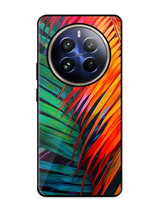 Painted Tropical Leaves Glossy Metal Phone Cover for Realme 12 Pro (5G)