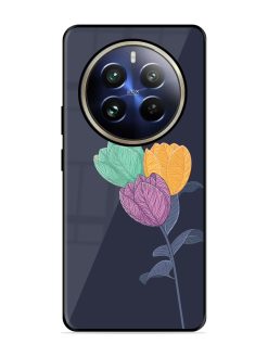 Flower Vector Glossy Metal Phone Cover for Realme 12 Pro (5G)