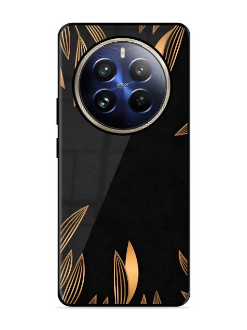 Golden Leaf Pattern Glossy Metal Phone Cover for Realme 12 Pro (5G) Zapvi