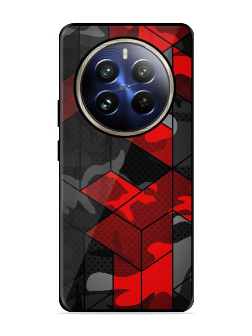 Royal Red Camouflage Pattern Glossy Metal Phone Cover for Realme 12 Pro (5G)