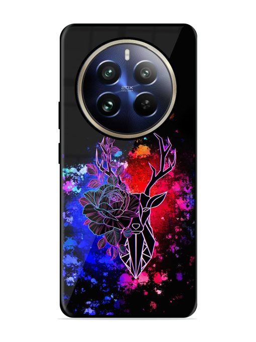 Floral Deer Art Glossy Metal Phone Cover for Realme 12 Pro (5G) Zapvi