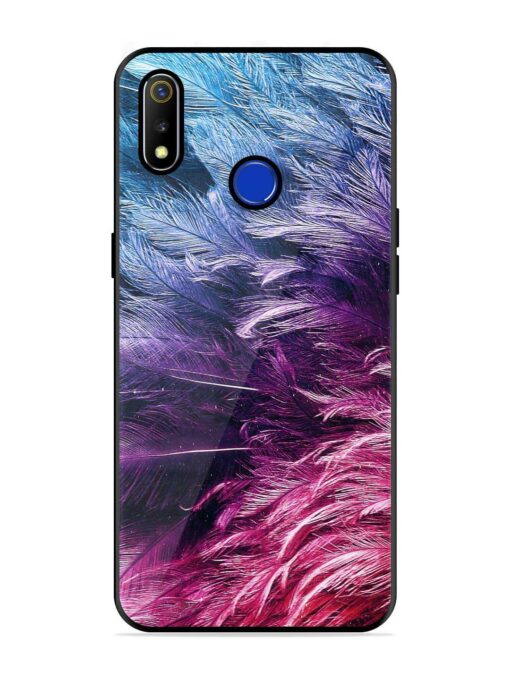 Light Grey Feather Background Glossy Metal Phone Cover for Realme 3