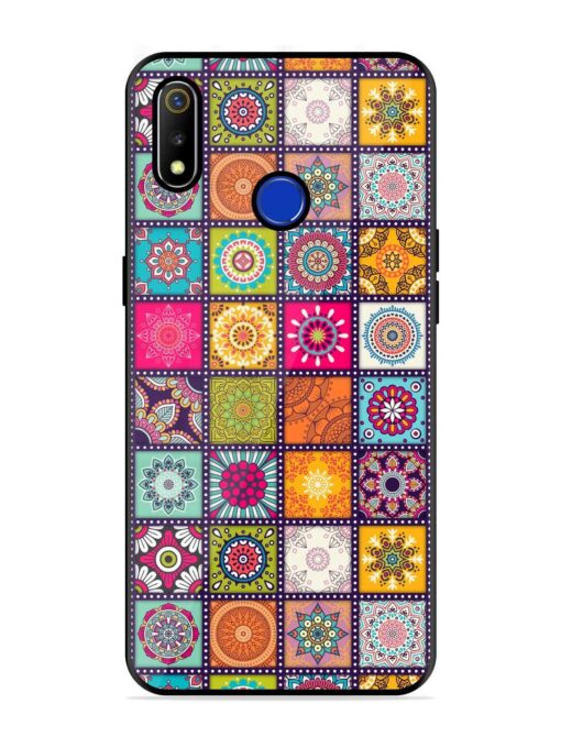 Seamless Pattern Vintage Glossy Metal Phone Cover for Realme 3