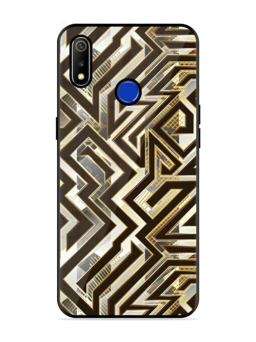 Technology Geometric Seamless Glossy Metal Phone Cover for Realme 3