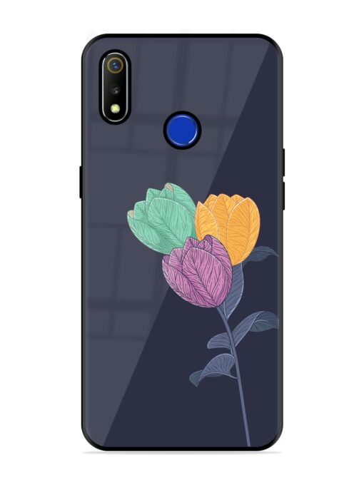 Flower Vector Glossy Metal Phone Cover for Realme 3