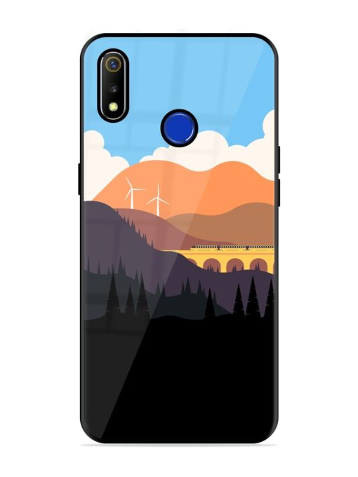 Minimal Mountain Vector Glossy Metal Phone Cover for Realme 3 Zapvi