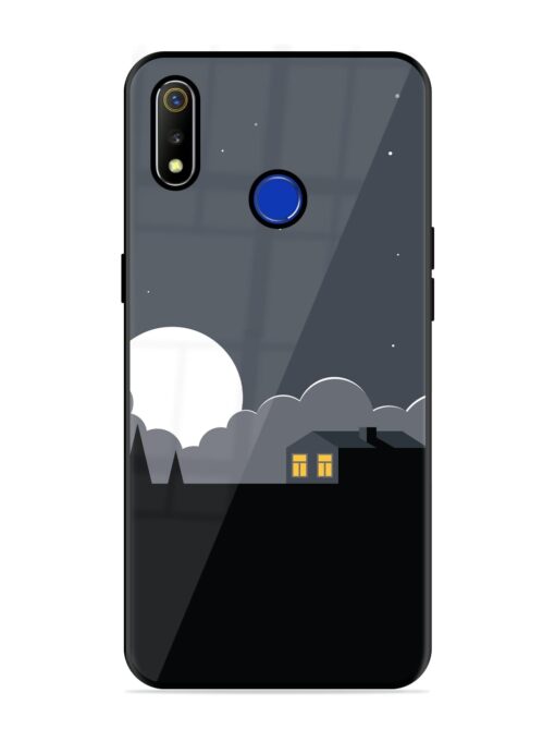 Full Moon Vector Art Glossy Metal Phone Cover for Realme 3 Zapvi