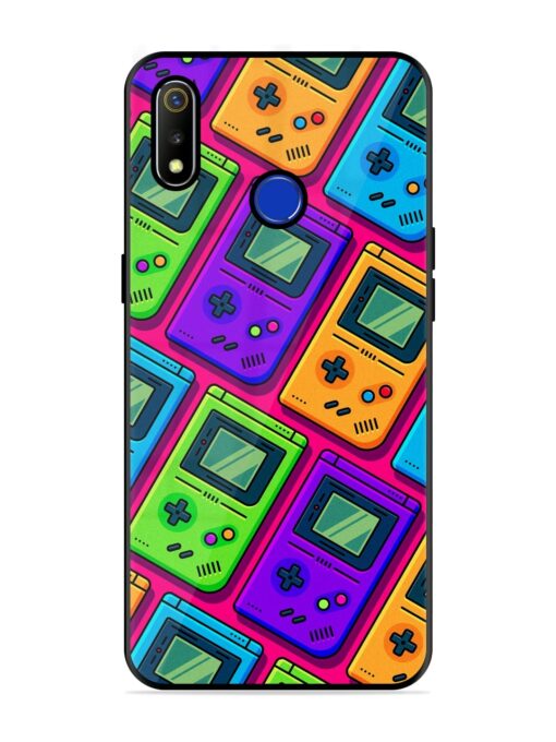 Game Seamless Pattern Glossy Metal Phone Cover for Realme 3