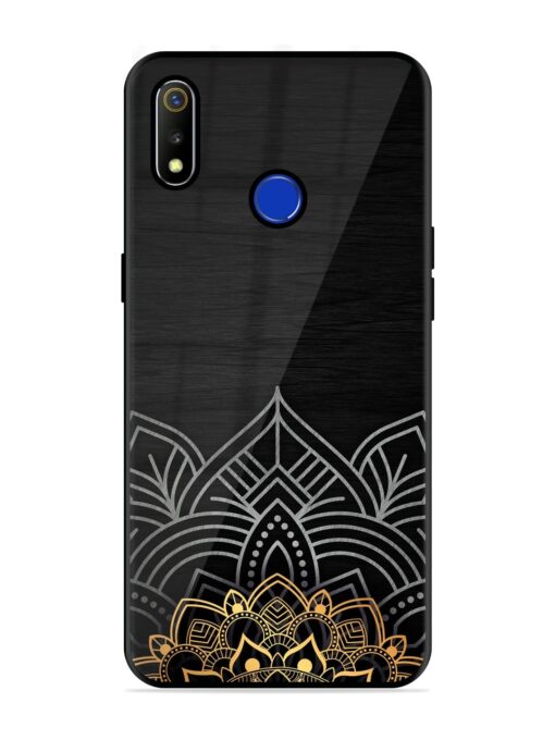 Decorative Golden Pattern Glossy Metal Phone Cover for Realme 3 Zapvi