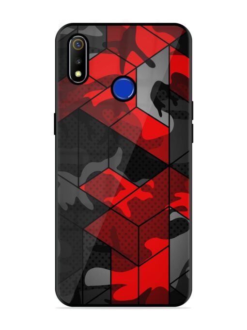 Royal Red Camouflage Pattern Glossy Metal Phone Cover for Realme 3 Zapvi