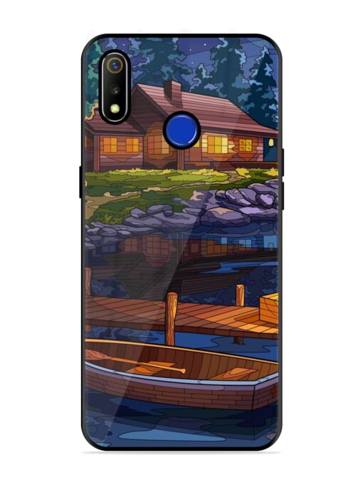 Village Night Scene Glossy Metal Phone Cover for Realme 3