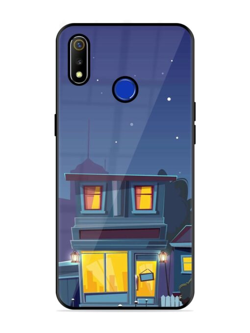 Vector Night House Glossy Metal Phone Cover for Realme 3 Zapvi