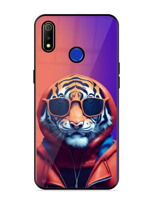 Tiger Animation Glossy Metal Phone Cover for Realme 3 Zapvi