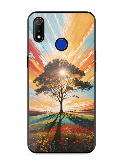 Abstract Tree Colorful Art Glossy Metal Phone Cover for Realme 3 Zapvi