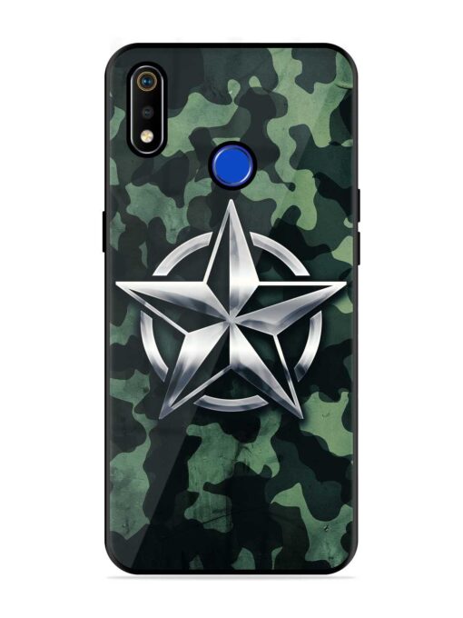 Indian Army Star Design Glossy Metal Phone Cover for Realme 3I Zapvi