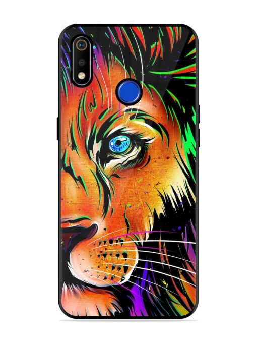 Colorful Lion Design Glossy Metal TPU Phone Cover for Realme 3I Zapvi