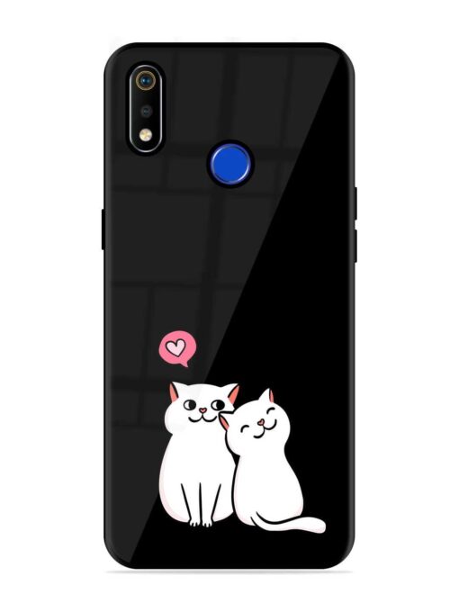 Cat Love Glossy Metal Phone Cover for Realme 3I Zapvi