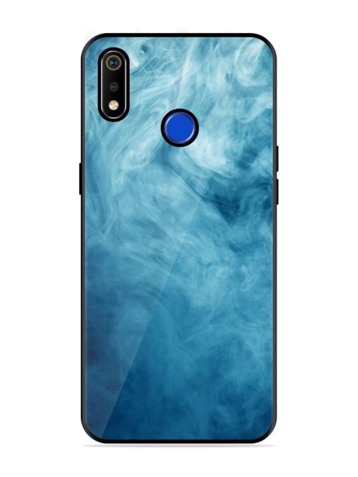 Blue Smoke Art Glossy Metal Phone Cover for Realme 3I Zapvi