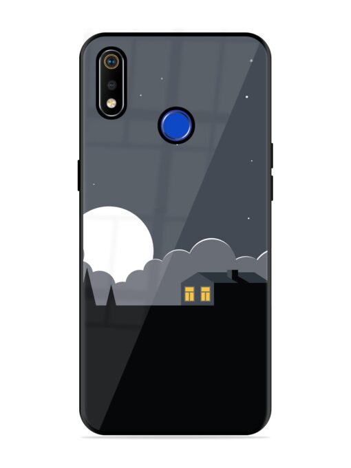 Full Moon Vector Art Glossy Metal Phone Cover for Realme 3I