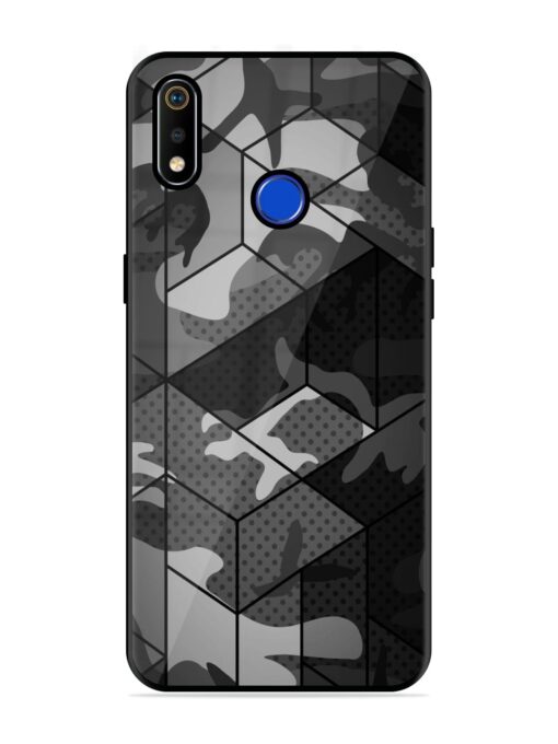 Hexagonal Pattern Glossy Metal Phone Cover for Realme 3I Zapvi