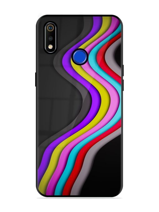 Liquid Blue Abstract Glossy Metal Phone Cover for Realme 3I Zapvi