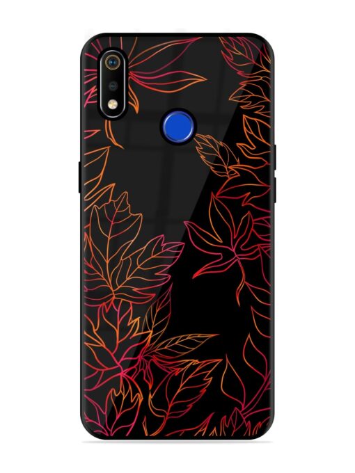 Red Floral Pattern Glossy Metal Phone Cover for Realme 3I