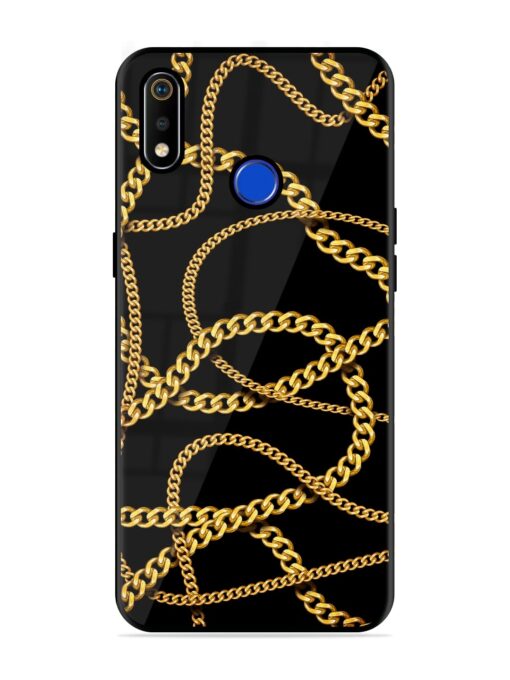 Decorative Golde Chain Glossy Metal Phone Cover for Realme 3I