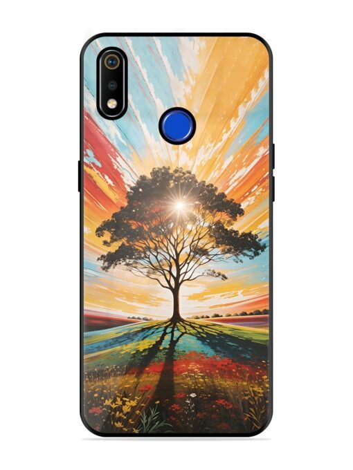 Abstract Tree Colorful Art Glossy Metal Phone Cover for Realme 3I Zapvi