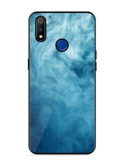 Blue Smoke Art Glossy Metal Phone Cover for Realme 3 Pro