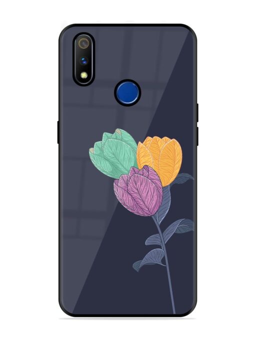 Flower Vector Glossy Metal Phone Cover for Realme 3 Pro