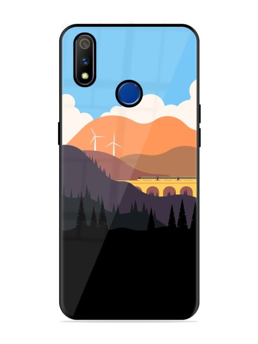 Minimal Mountain Vector Glossy Metal Phone Cover for Realme 3 Pro