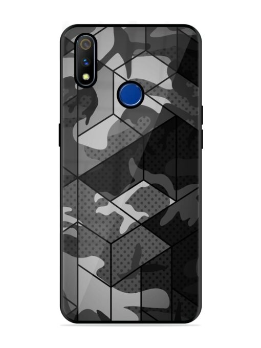 Hexagonal Pattern Glossy Metal Phone Cover for Realme 3 Pro