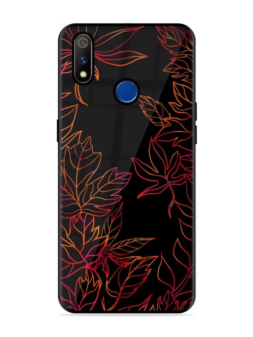 Red Floral Pattern Glossy Metal Phone Cover for Realme 3 Pro