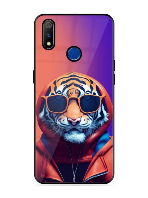 Tiger Animation Glossy Metal Phone Cover for Realme 3 Pro Zapvi