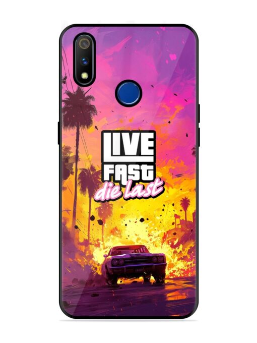 Live Fast Glossy Metal Phone Cover for Realme 3 Pro