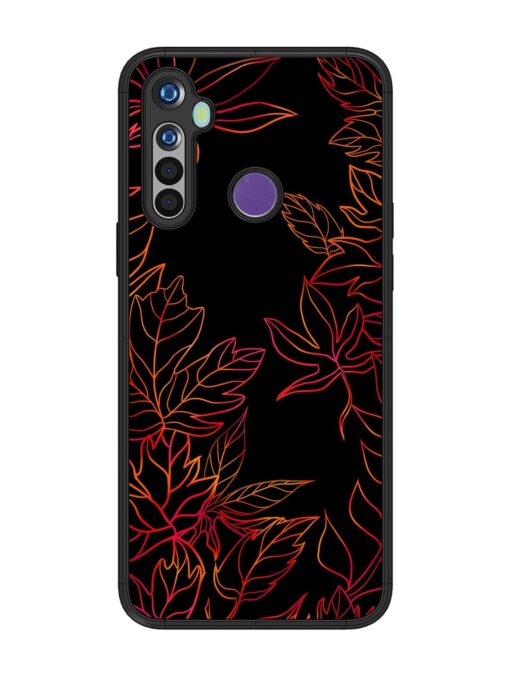 Red Floral Pattern Glossy Metal Phone Cover for Realme 5 Zapvi