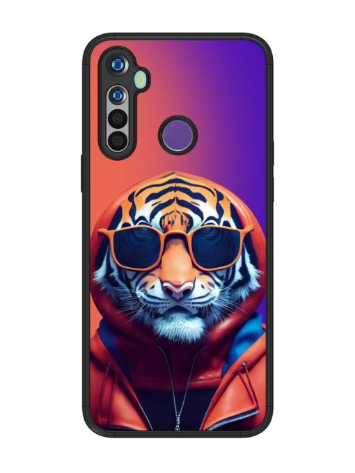 Tiger Animation Glossy Metal Phone Cover for Realme 5 Zapvi