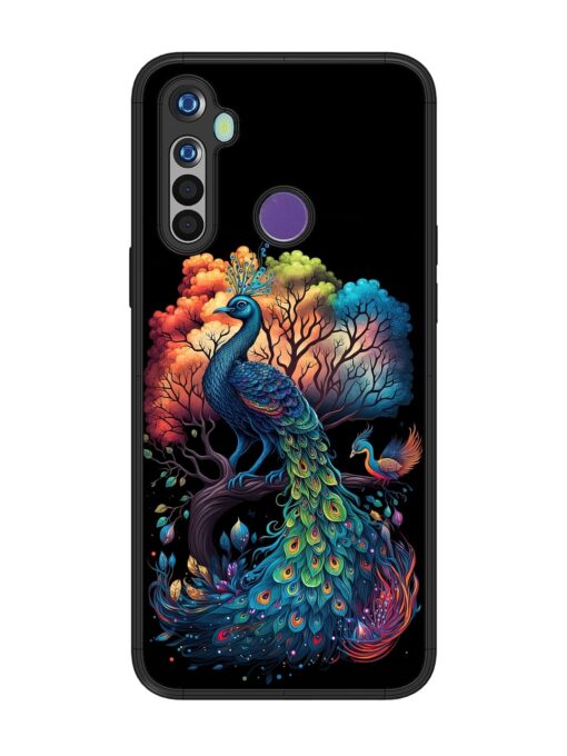 Peacock Tree Art Glossy Metal Phone Cover for Realme 5 Zapvi