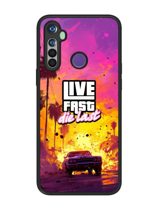 Live Fast Glossy Metal Phone Cover for Realme 5 Zapvi