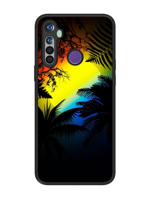 Colorful Sunset With Palm Trees Glossy Metal Phone Cover for Realme 5I Zapvi