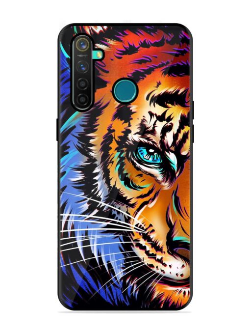 Colorful Lion Art Glossy Metal Phone Cover for Realme 5 Pro