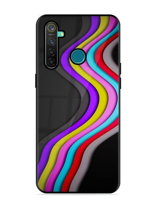 Liquid Blue Abstract Glossy Metal Phone Cover for Realme 5 Pro Zapvi