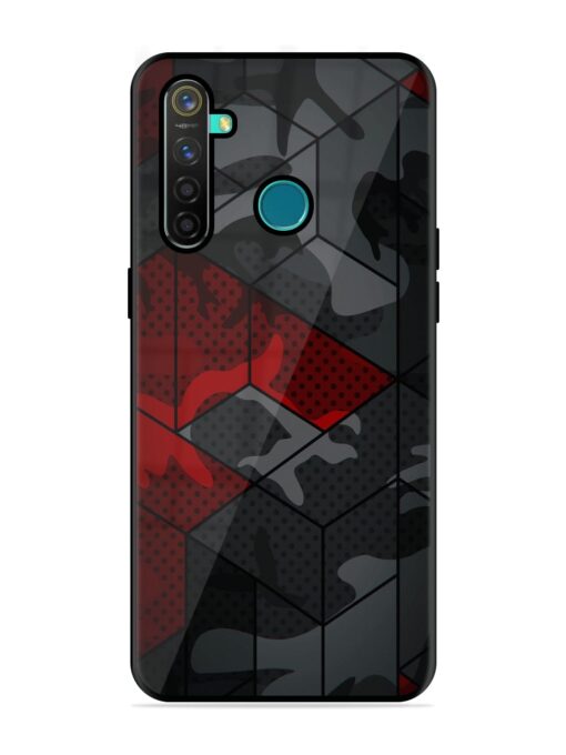 Red And Grey Pattern Glossy Metal Phone Cover for Realme 5 Pro