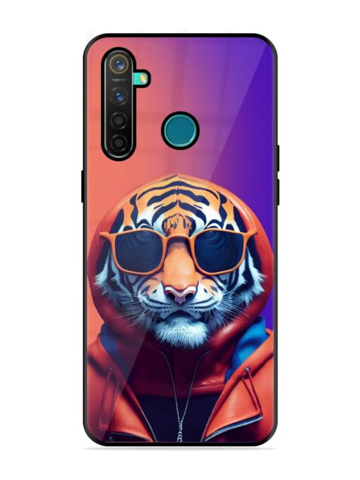 Tiger Animation Glossy Metal Phone Cover for Realme 5 Pro