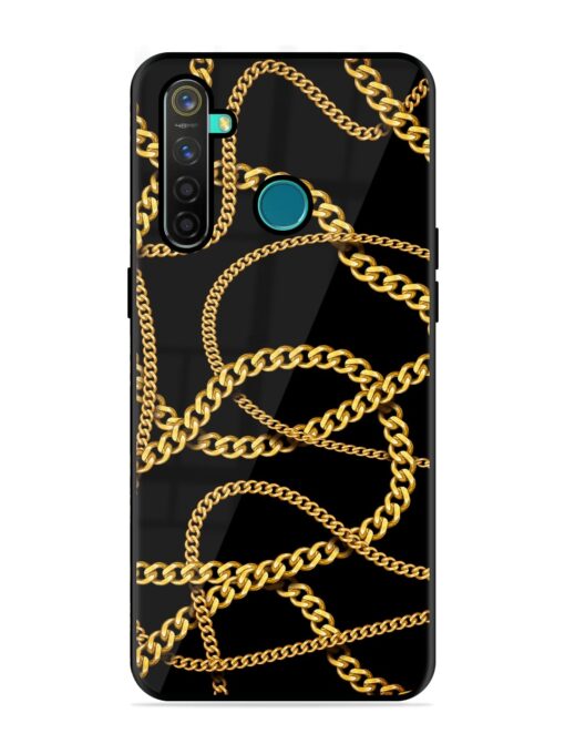 Decorative Golde Chain Glossy Metal Phone Cover for Realme 5 Pro Zapvi