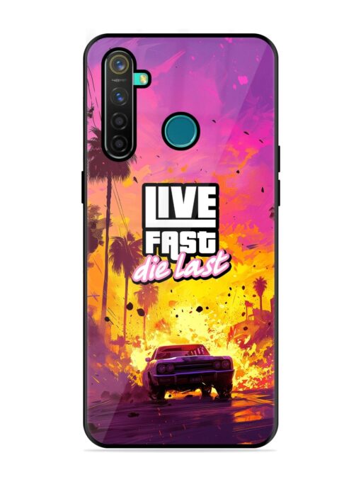 Live Fast Glossy Metal Phone Cover for Realme 5 Pro Zapvi