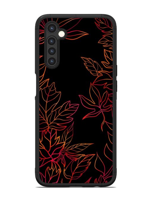 Red Floral Pattern Glossy Metal Phone Cover for Realme 6 Zapvi