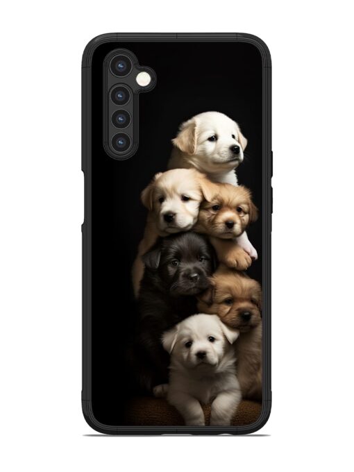 Cute Baby Dogs Glossy Metal Phone Cover for Realme 6