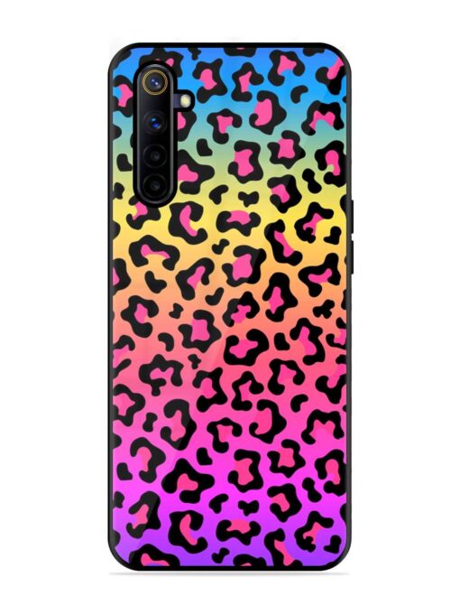 Neon Rainbow Colored Glossy Metal Phone Cover for Realme 6I Zapvi