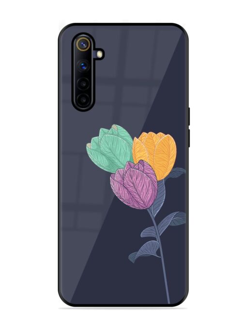 Flower Vector Glossy Metal Phone Cover for Realme 6I Zapvi